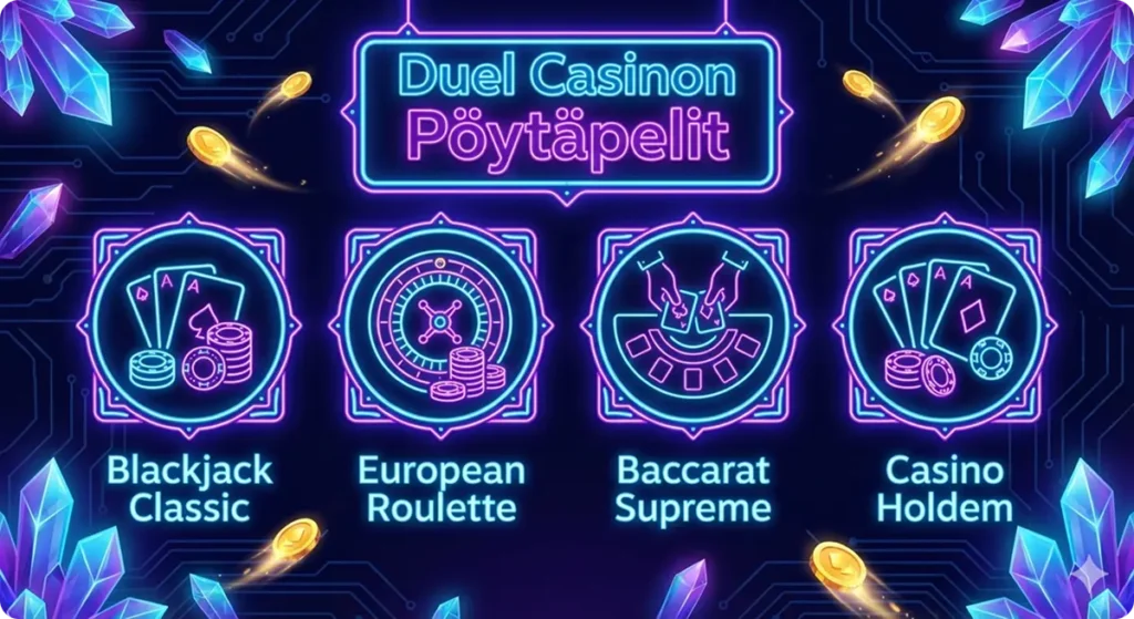 duel crypto casino pöytäpeleillä